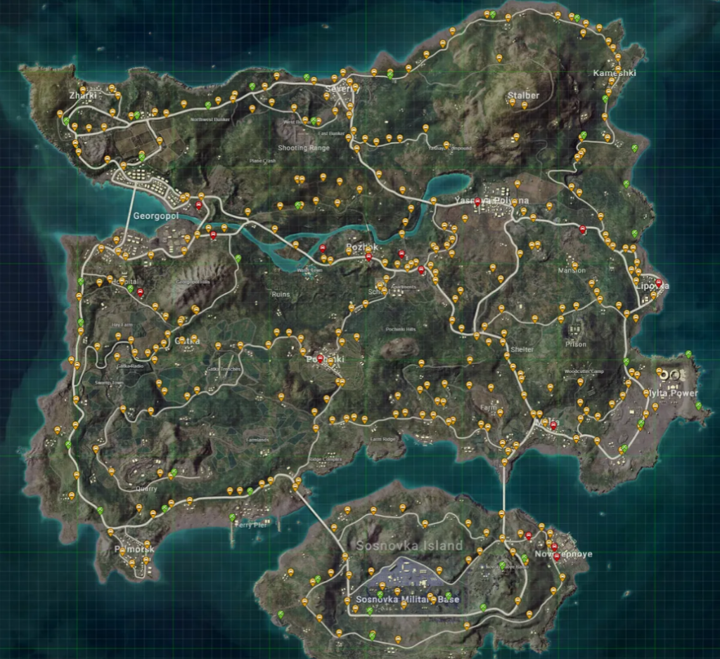 에란겔 차량 스폰 위치